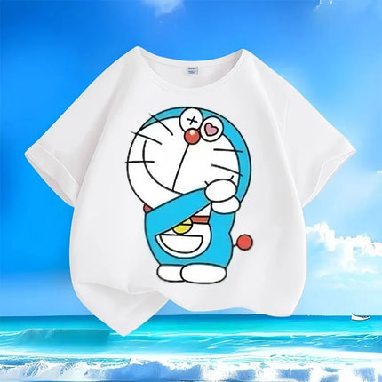 Low Price Doraemon Kids T-Shirts | Best Deal Hot Sale | Summer New Crew Neck Loose & Versatile Casual Tops for Boys Girls