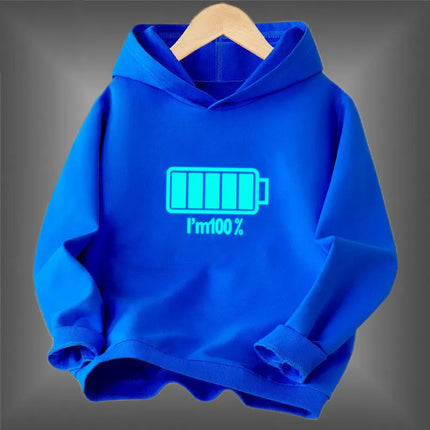 Young students Animal Spider Print clothes Fluorescent hoodie Boys Luminous long-sleeved Basic coat for Spring Autumn