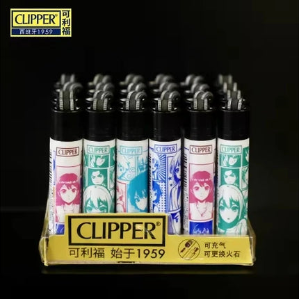 24Pcs Clipper Mini Flint Wheel Lighter Butane Refillable Cigarette Lighter, Cool Men's Gift & Smoking Accessories