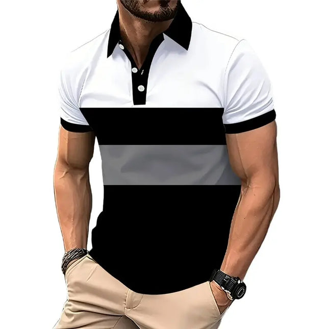Men's Summer Button Polo Collar Short Sleeved Men's Summer Short Sleeved Polo Shirt Simple and Elegant Men's Top