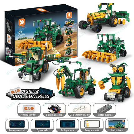 5-in-1 Series Technical Transformer Intelligent Robot Building Block With Remote Control APP Programmable STEM Toy For Kid Adult