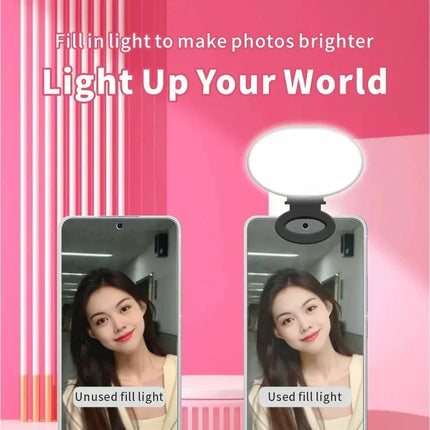 Portable Mini Selfie Artifact LED Pocket Fill Light Ring Light Round Ring Lamp Flash For Mobile Phone Lens Video Photography ﻿