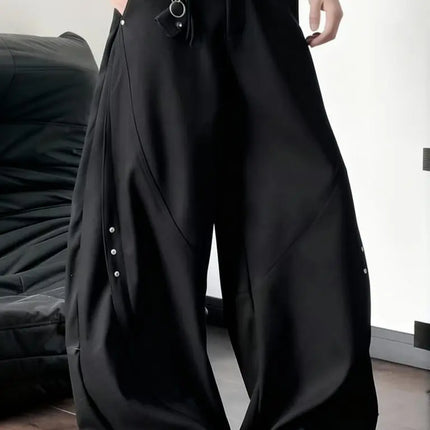 Y2k Wide Leg Suit Pants Men Casual Drape Straight Baggy Curved Dress Pants Business Work Wear Trousers Streetwear