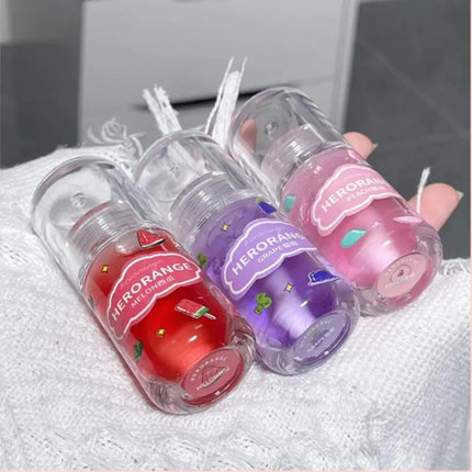 1/3Pcs HERORANGE Fruit Flavored Lip Oil Moisturizing Hydrating Lip Balm Primer Lip Care Cosmetic