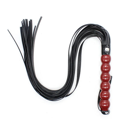 Red Beaded Handle Leather Flogger BDSM Bondage Whip Spanking Paddle Slave Role Play Gear Adult Sex Toy for Women Men Couples