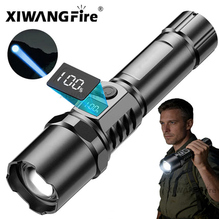 Super Bright LED Flashlight USB Rechargeable Flashlights with Tactical Zoom High Power Spotlight Outdoor Camping Fishing Torch
