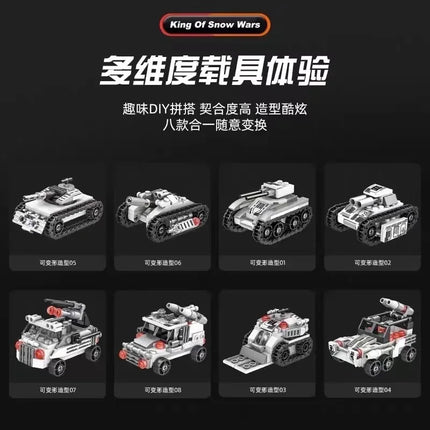 Newest 1900pcs World War 2 Military Vehicle Tank 8in1 Airplane Truck Model Building Block DIY Brick Kids Construction Toys Gifts