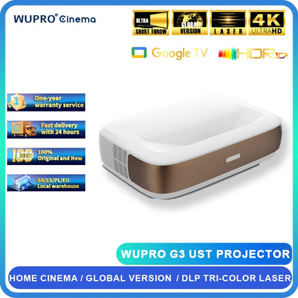 Wupro G3 UST 4k GTV Projector TriColor DLP Laser Native 1920P FHD Global Version Home Cinema Dolby Vision Portable Smart Theater