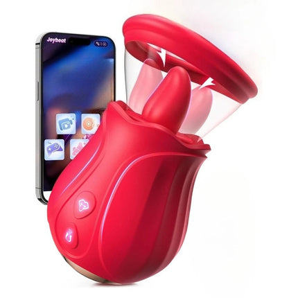 APP Control G Spot Rose Sex Toy 7 Sucking 10 Tongue 360° Licking Vibrating Clit Sucker Vibrators Removable Cup Nipple Clamps