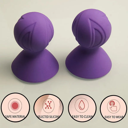 BDSM Silicone Nipple Suckers Pump Suction With Squeeze Bulbs,Wide Cup Clit Breast Sex Toys for Couples,Bondage