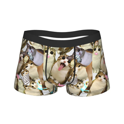 Meowl Cat Owl Cute Pet Stickers Underwear  Comfortable Panties Customs Boxer Brief For Males 3D Pouch Oversize Trunk