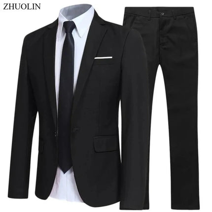 Suits For Men Wedding 2 Pieces Set Elegant Jackets Pants  Blazers Slim Fit Formal Outfit Fashion Business Classic 2025 Costume