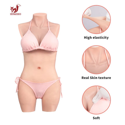 KUMIHO C D Cup 3-Point Bodysuit Cosplay Sissy Silicone Fake Vagina Breast Forms Boobs Silicon Body For Crossdresser Drag Queen