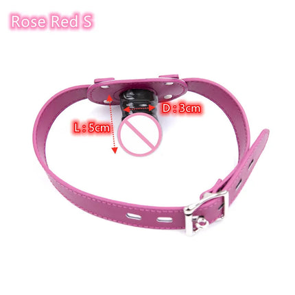 Fetish Bondage Sex Toys of Silicone Penis Plug with BDSM Slave Restraint Open Mouth Gag for Women Adult Game Intimate Goods