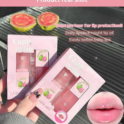 Guava Lip Care Set Fade Liplines Moisturizing Lip Balm Kit Hydrating Lip Gloss Relieve Dryness Soothing Lips Jelly Lips Mask Set