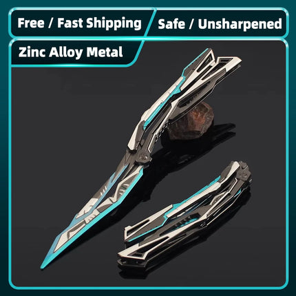 Folding Butterfly Knife Trainer Model Toy – 22 cm Zinc Alloy Practice Blade, Safe Unsharpened,  Collectors & Beginners