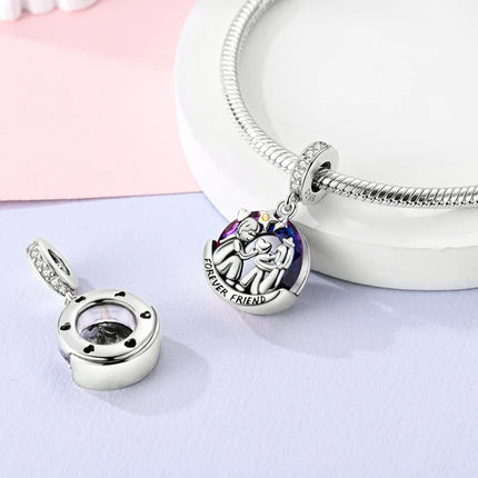 100% 925 Sterling Silver Blue Crystal Life Tree Angel Star Moon Pendants Charms Fit Qikaola 925 Original Bracelets DIY Jewelry