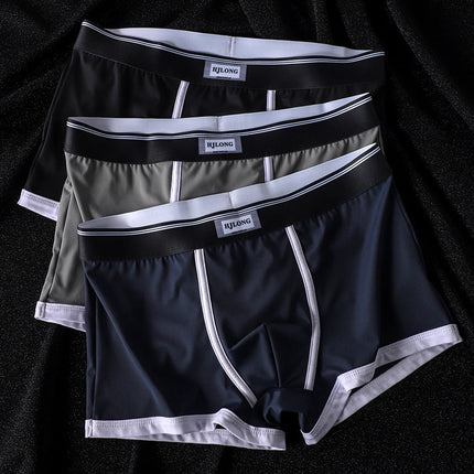 1/3PCS Smooth Cool Ice Silk Men's Panties Fashion Solid Knit Breathable Mesh Crotch Boxers Hombre High Elastic Men's Underwear