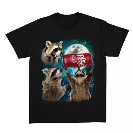 Funny Meme Three Raccoons Vintage T Shirt Creative Design Graphic Printed Women Crewneck Tee Tops Women Clothing Fashion Y2K Top