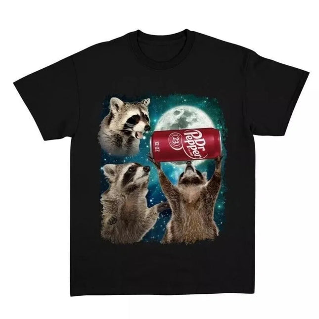 Funny Meme Three Raccoons Vintage T Shirt Creative Design Graphic Printed Women Crewneck Tee Tops Women Clothing Fashion Y2K Top