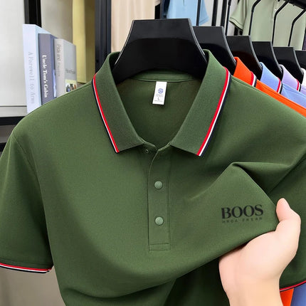 Men's summer new hot selling short sleeved printed logo high-end casual breathable fashion polo shirt comfortable T-shirt top