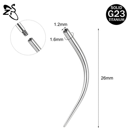 ZS 1 Piece G23 Titanium Curved Taper Insertion Pin Tool Internal Thread Piercing Kit For Tragus Helix Lip Nose Piercing Jewelry