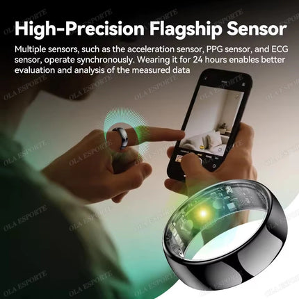 New ECG Smart Ring Heart Rate Blood Pressure Oxygen Body Temperature Sleep Monitoring Rings Waterproof Fitness Sports smartring