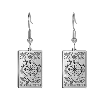 Classic Tarot Cards Stainless Steel Drop Earring for Women Sun Moon Star Lovers Divination Tarot Jewelry Birthday Gift