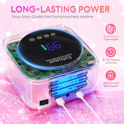 UV LED Nail Lamp For Nails 57LEDS Wireless Gel Polish Curing Lamp With Large Screen Professional Nail Equipment For Salon
