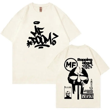 Rapper Mf Doom Graphic T Shirt Madvillainy Metal Music Album T-shirt Men Women Punk Vintage Oversized Cotton Tshirt Streetwear