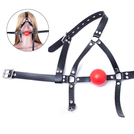 Adult Harness Mask Gags Ball Sex Toy Set with 42mm Silicone Open Mouth Ball Gag for Couple BDSM Restraint Silent Erotic Games