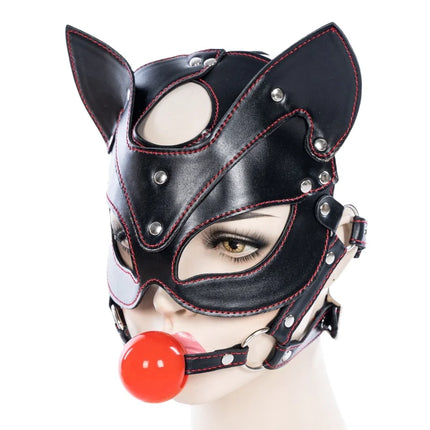 Sexy Allure Fox Eye Mask with Fetish BDSM Adult Harness Oral Flail Mouth Plug for Couple Slave Restraint Games Sex Gag Toy