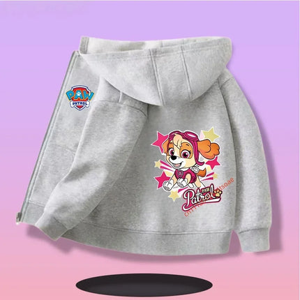 PAW Patrol children's zipper-up hooded sweatshirt for boys, girls' casual hoodie with zipper, cartoon print