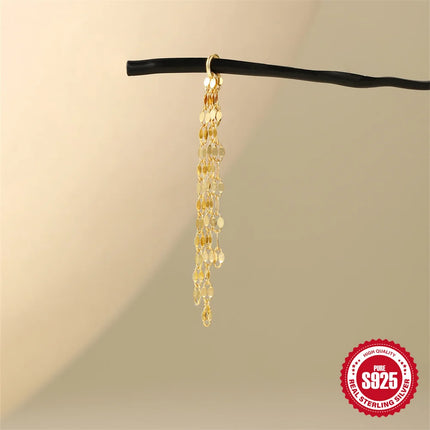 CANNER 1PC 925 Sterling Silver Chain Tassel Piercing Earrings Chain Charm Accessories For Woman Shiny Earring Fine Jewelry Gift