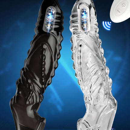 Bullet Vibrator Ring Clear Cock Ring Extender Reusable Penis Sleeve Ultra-Soft Enlarger for Couples Vibrating Dildo Sex Toys Men