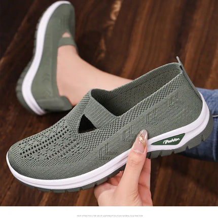 2025 New Mesh Women Vulcanized Shoes High Quality Women Sneakers Slip On Flats Shoes Women Loafers Plus Size 42 Walking Flat