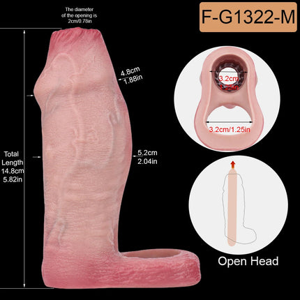 SXXY 2 Colors Silicone Realistic Deep Veins Open Head Penis Sleeve For Men Delay Ejaculation Soft Inner Thread Cock Ring Dick Sh