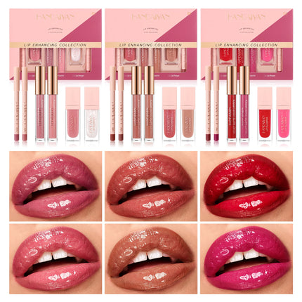 HANDAIYAN 6-Piece Matte Long-Lasting Color Moisturizing Waterproof Lip Liner Set Lip Liner + Lip Gloss + Lip Lacquer Set