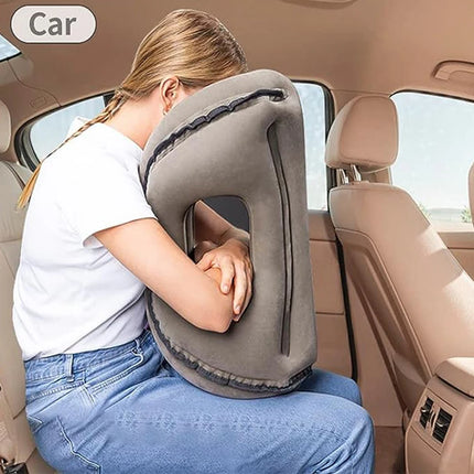 Travel Pillow, Inflatable Neck Pillow Used for Airplanes/Cars/Buses/Trains/Office Napping with Eye Mask/Earplugs