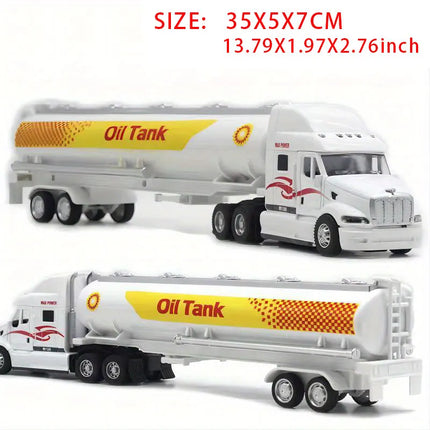 AIUAZA 1: 48 alloy oil tanker, European style American style Pull-back truck model, transport vehicle, trailer, toy car model