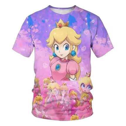 Super Mario Bros 3D Print T-shirt  Adults Children/Youth Mario Peach Sonic Game Cartoon Short Sleeve Tee Streetwear Casual Tops