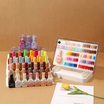 JR 9pcs 15ml gel nail polish set Including Red Pink Nude Gel Polish Kit UV LED Soak Off Polish Home DIY top coat base coat gifts
