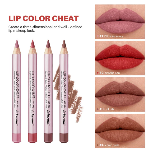 Lakerain Easy To Wear Non-stick Cup Lip Contouring Lip gloss lipstick Pen 4 Colors Lipliner Pencil Waterproof Matte Cosmetics