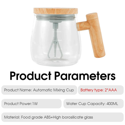 400ml Electric Self Stirring Coffee Cup Waterproof Glass Mug with Automatic Protein Powder Mixing Function