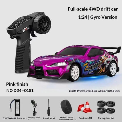 Gyro version SDSTAR RC Drift Car 1:24 Scale 4WD D24 Full Proportional Control Two Sets of Wheels Professional Remote Control Toy