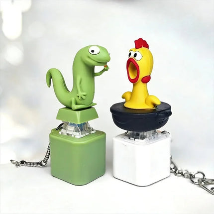Creative Scream Lizard Chicken Press Button Keychains Sound Light Effects Keychain Adult Bag Hanging Piece Stress-relieving Toy