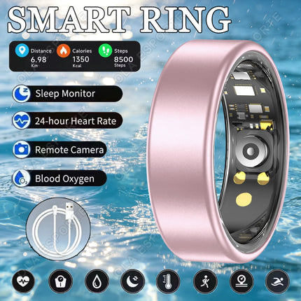 Smart Ring Blood Pressure Heart Rate Sleep Monitoring Smartring IP68 & 5ATM Waterproof Multi-sport Mode Smartring Man Women 2026