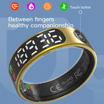 New Smart Ring with Screen 5ATM Waterproof Diving Swim Heart Rate Blood Oxygen Sleep Monitor Multi Sport Mode Gesture Control