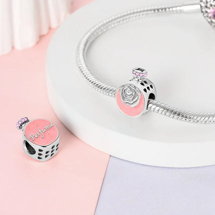 925 Sterling Silver Pink Series Charms Bow Tie Girl Cake Princess Beads Pendant Fit Original Bracelet DIY Jewelry Gift For Woman