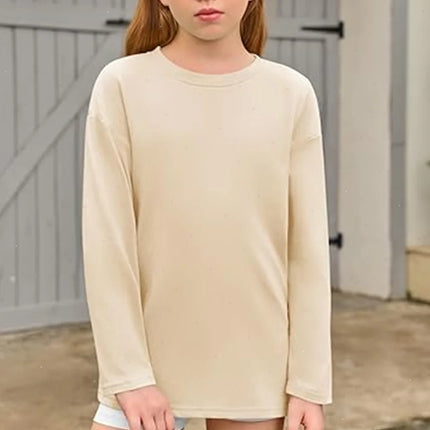Girls Boys Long Sleeve T-Shirts Casual Kids Pure Cotton O-neck Solid Tee Tops Spring Blouse T Shirt for Teens Girl Clothes 3-14Y